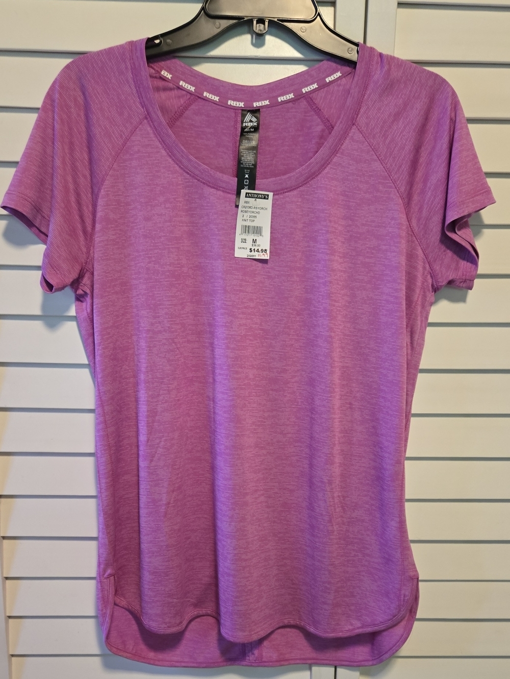 RBX Active Short Sleeve Scoop Neck Top in Heathered Purple